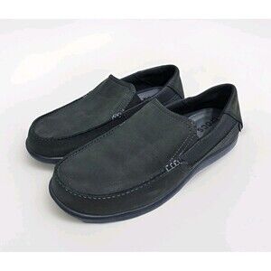 Crocs Men's 9 Santa Cruz Triple Comfort Slip On Loafer Black Leather 202221